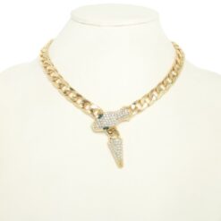 Snake Curb Chain Necklace Rhinestone Crystal Eyes