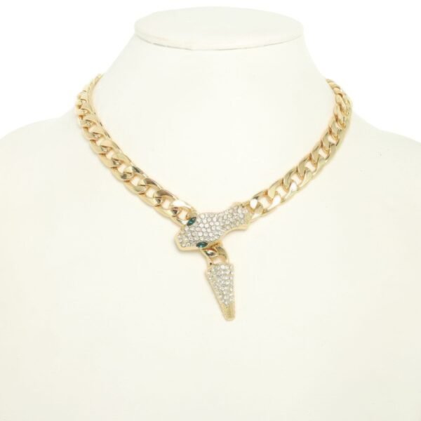 Snake Curb Chain Necklace Rhinestone Crystal Eyes