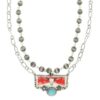 Western Red Bull Turquoise Pendant Necklace