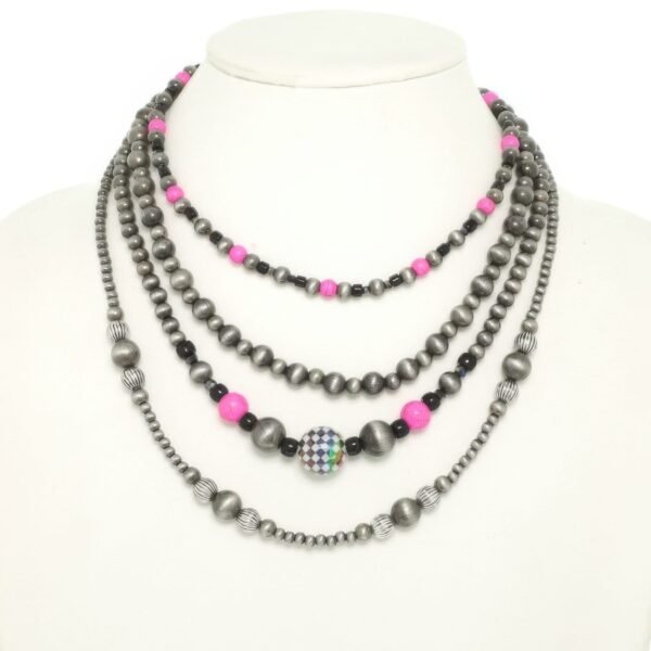 Western Multi Strand Checkerball Pendant Necklace