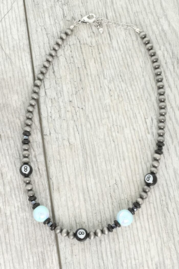 Western Theme 8 Ball Beaded Necklace - Image 1