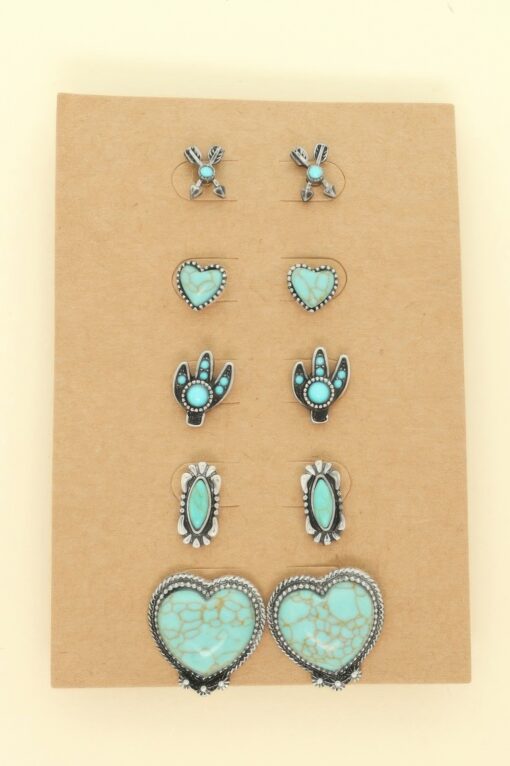 Western Theme 5 Pair Earring Set
