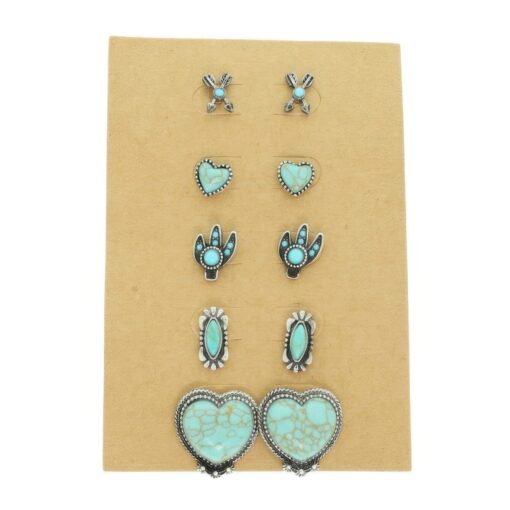 Western Theme 5 Pair Earring Set - Image 2