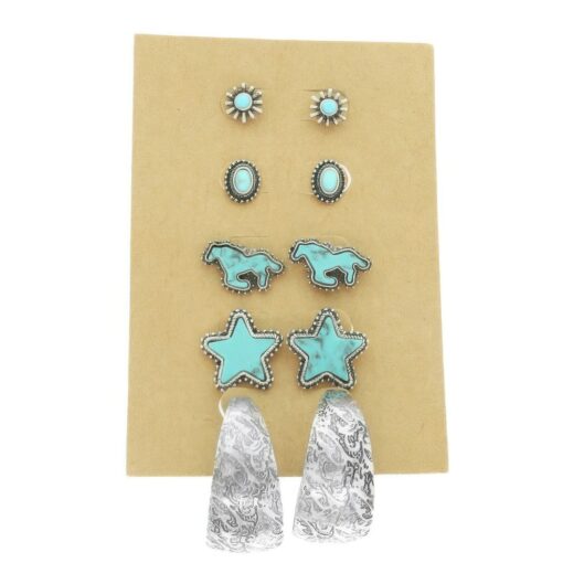 Western Theme 5 Pair Earring Set