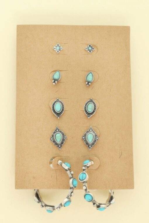 Western Theme Assorted 5 Pair Earring Set