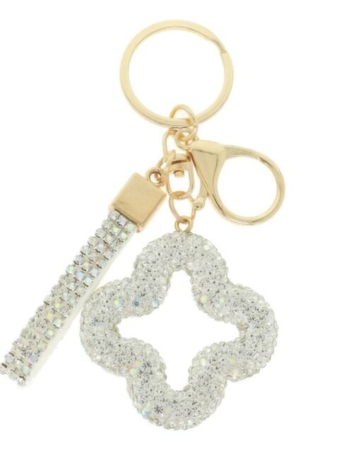Jeweled Four Leaf Clover Keychain