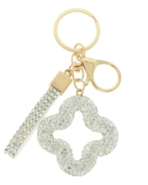 Jeweled Four Leaf Clover Keychain