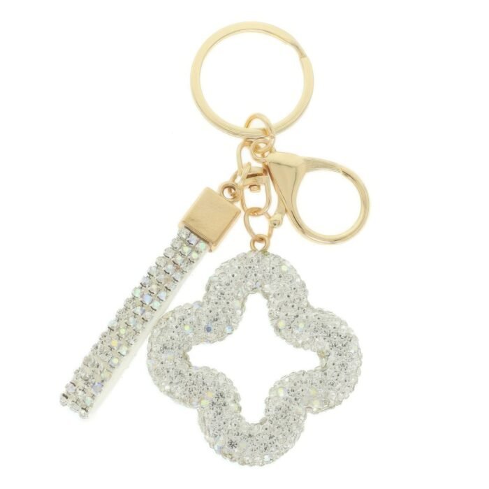 Jeweled Four Leaf Clover Keychain - Image 1