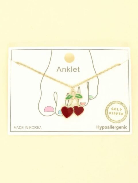 Gold Plated Cherry Hearts Anklet
