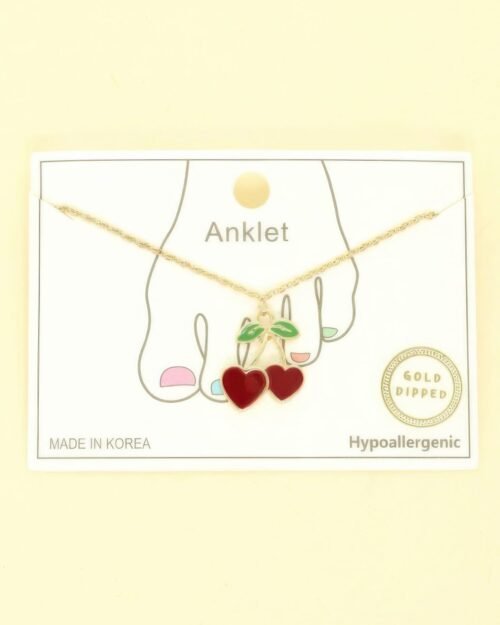 Gold Plated Cherry Hearts Anklet