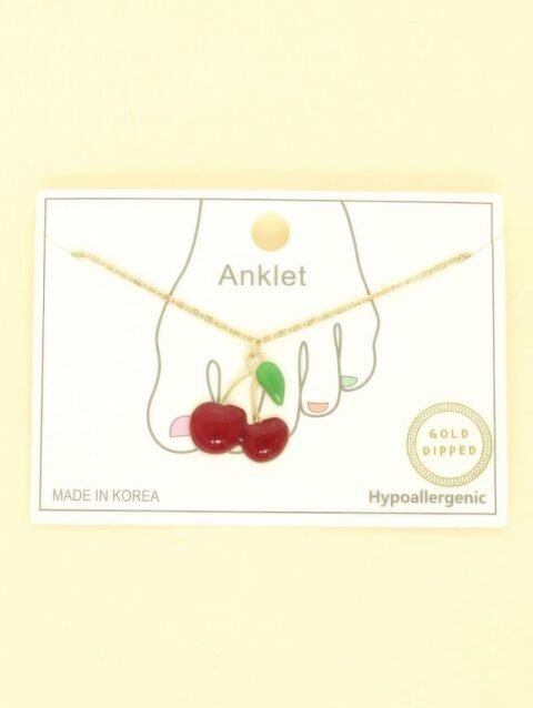 Gold Plated Cherry Charm Anklet