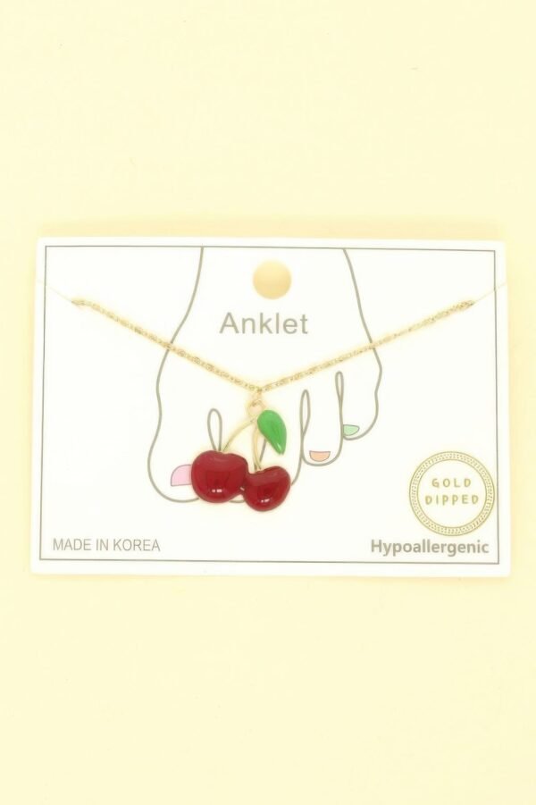 Gold Plated Cherry Charm Anklet