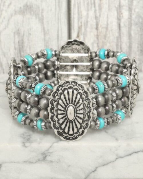 Western Oval Concho Stretch Bracelet