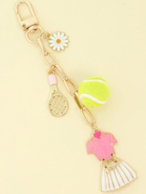 Tennis Theme Bag Charm Keychain