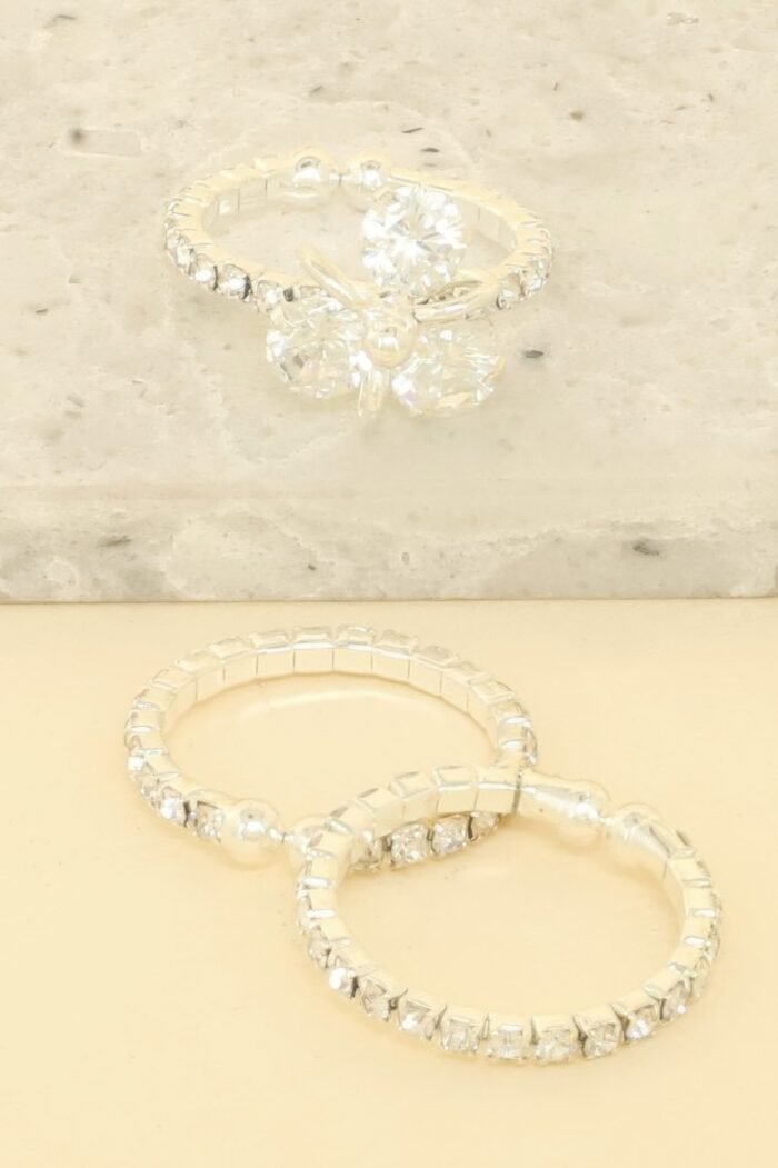 3pc Jeweled Adjustable Ring Set - Image 1