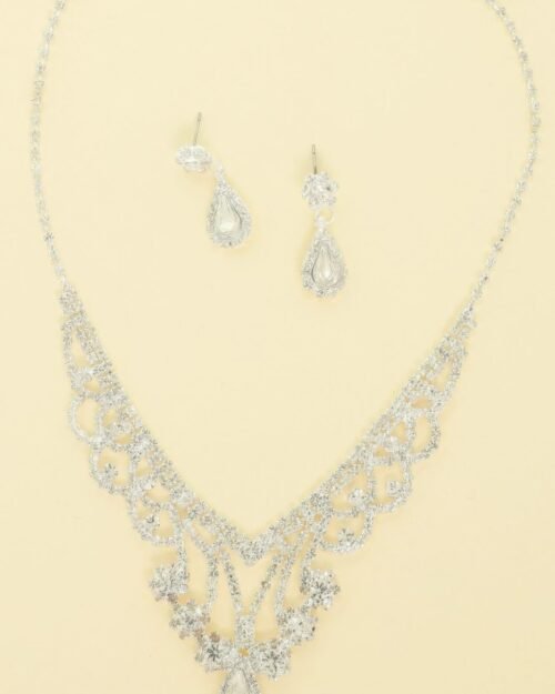 Crystal Rhinestone Pave Teardrop Necklace Set