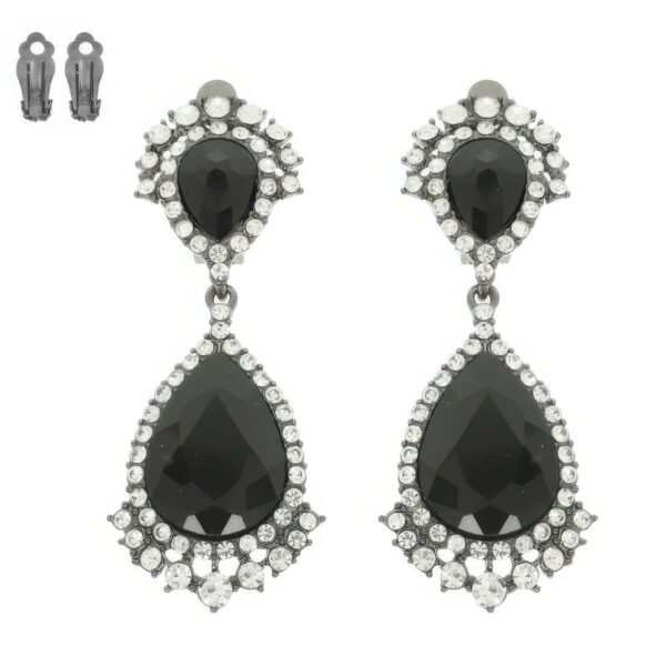 Teardrop Crystal Halo Clip On Earrings