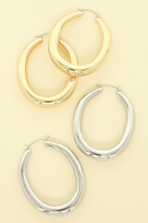 Gold Plated Oval Hoop Earrings