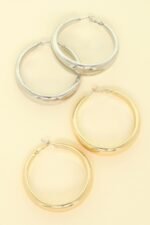 Gold Plated Chunky Hoop Earrings - Image 2