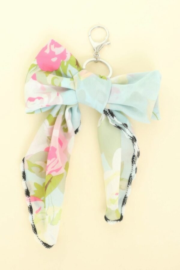 Pastel Bloom Scarf Bow Bag Charm Keychain