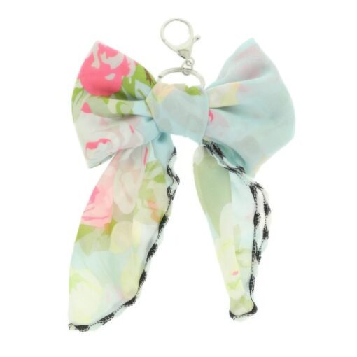 Pastel Bloom Scarf Bow Bag Charm Keychain