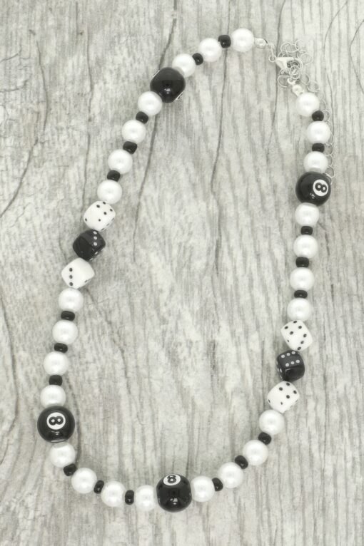 Western Gambling Theme 8 Ball Beaded Necklace