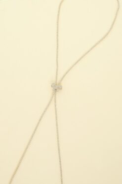 Rhinestone Bow Charm Bolo Necklace