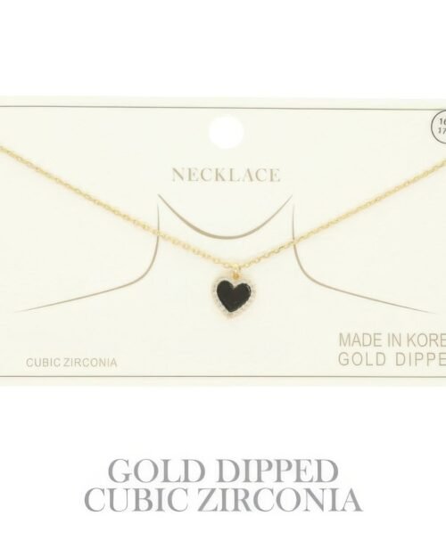 Gold Plated Cz Heart Pendant Necklace