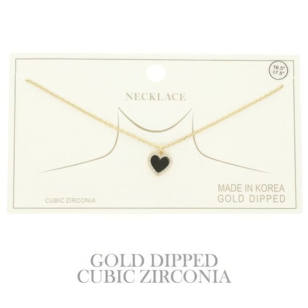Gold Plated Cz Heart Pendant Necklace