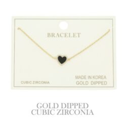 Gold Plated Cz Heart Chain Bracelet