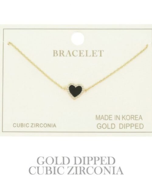 Gold Plated Cz Heart Chain Bracelet