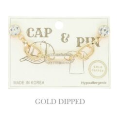 Gold Plated Rolo Paperclip Link Cap Chain And Pin