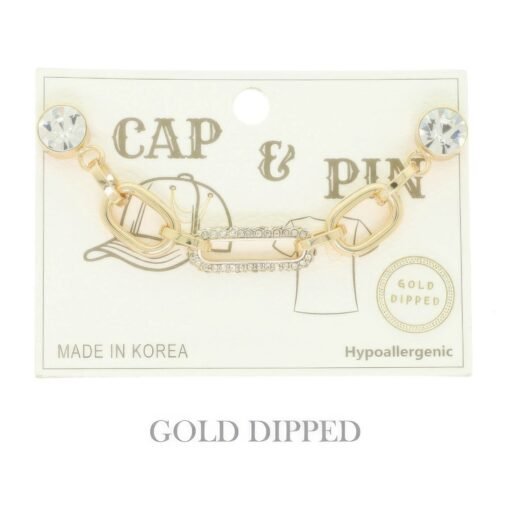 Gold Plated Rolo Paperclip Link Cap Chain And Pin