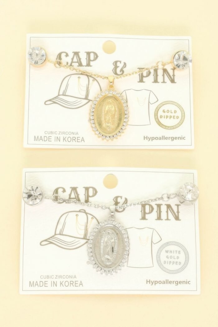 Gold Plated Virgin Mary Theme Charm Hat Chain - Image 1