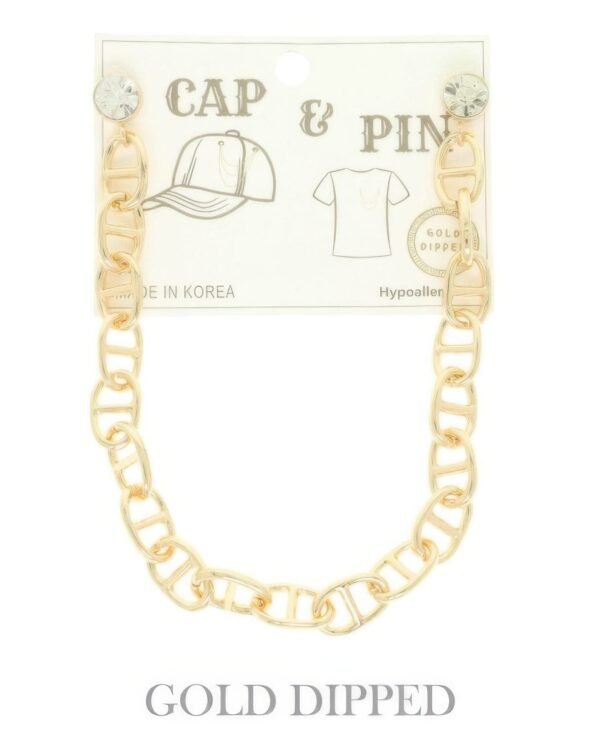 Gold Plated Soda Tab Link Cap Chain And Pin