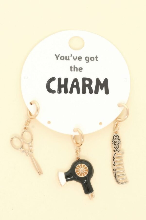 3pc Hair Stylist Theme Assorted Charm Set