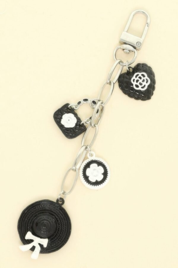 Black And White Theme Bag Charm Keychain