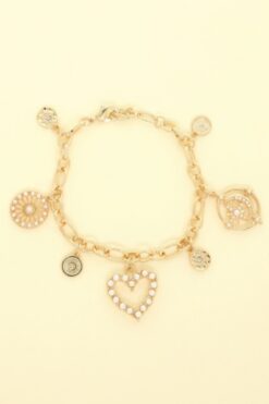 Pearl Heart Theme Charm Bracelet