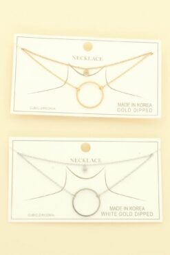 Cz Gold Plated Round Cut Pendant Necklace
