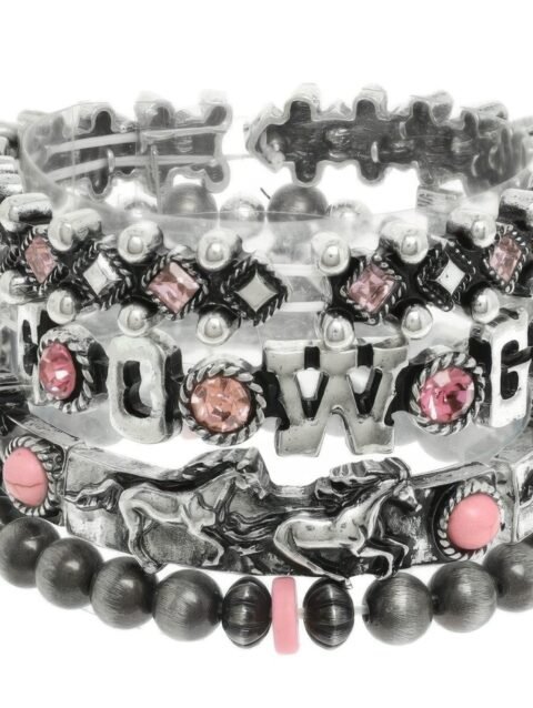 4pc Western Jeweled Beaded Cowgirl Bracelet Set