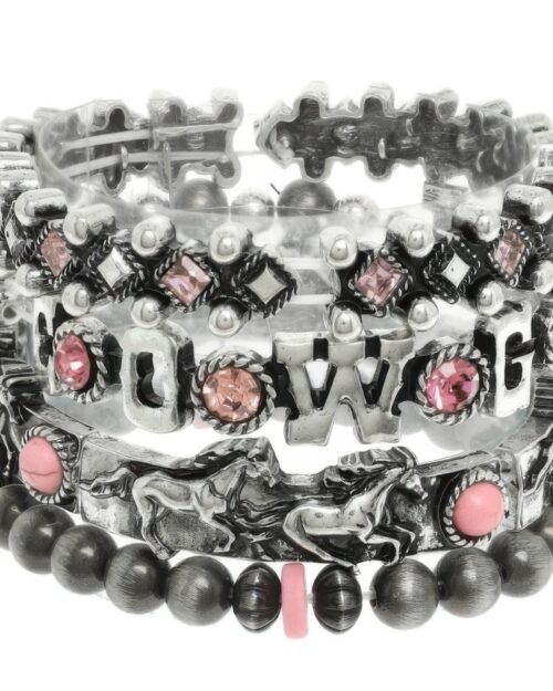 4pc Western Jeweled Beaded Cowgirl Bracelet Set