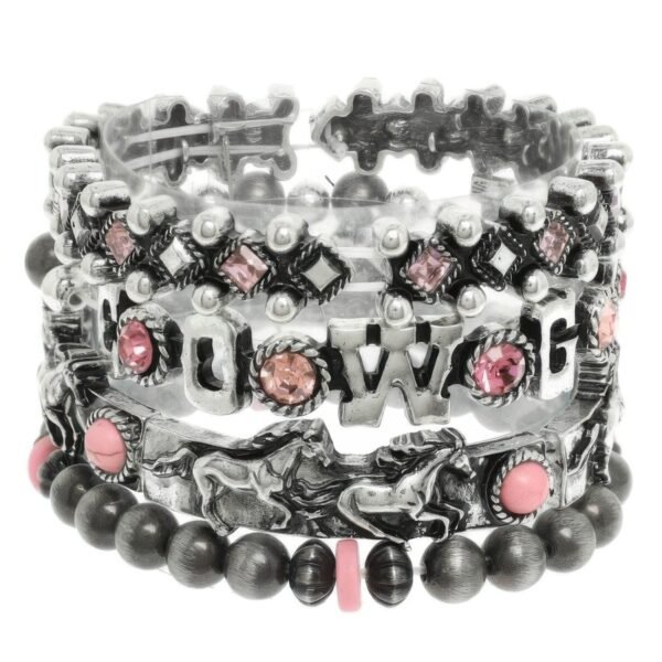 4pc Western Jeweled Beaded Cowgirl Bracelet Set