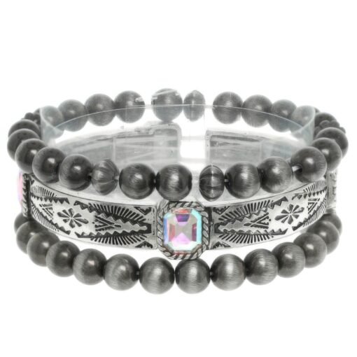 Western Crystal Beaded Bracelet Set – 3pc