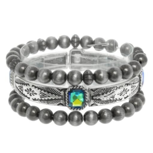 Western Crystal Beaded Bracelet Set – 3pc