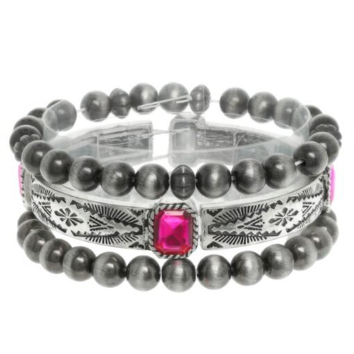 Western Crystal Beaded Bracelet Set – 3pc