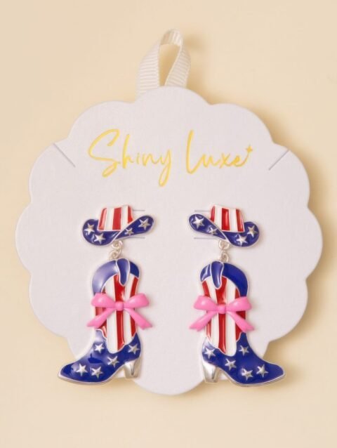Patriotic Cowgirl Boot Post Earrings