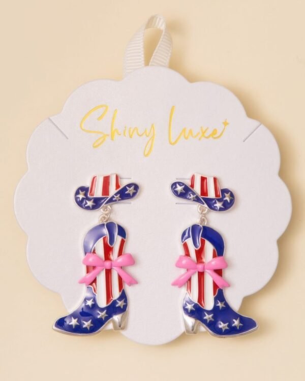 Patriotic Cowgirl Boot Post Earrings