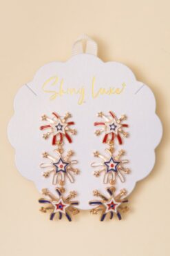 Patriotic Starburst Dangle Earrings