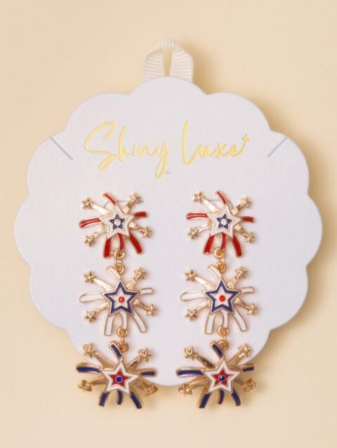 Patriotic Starburst Dangle Earrings