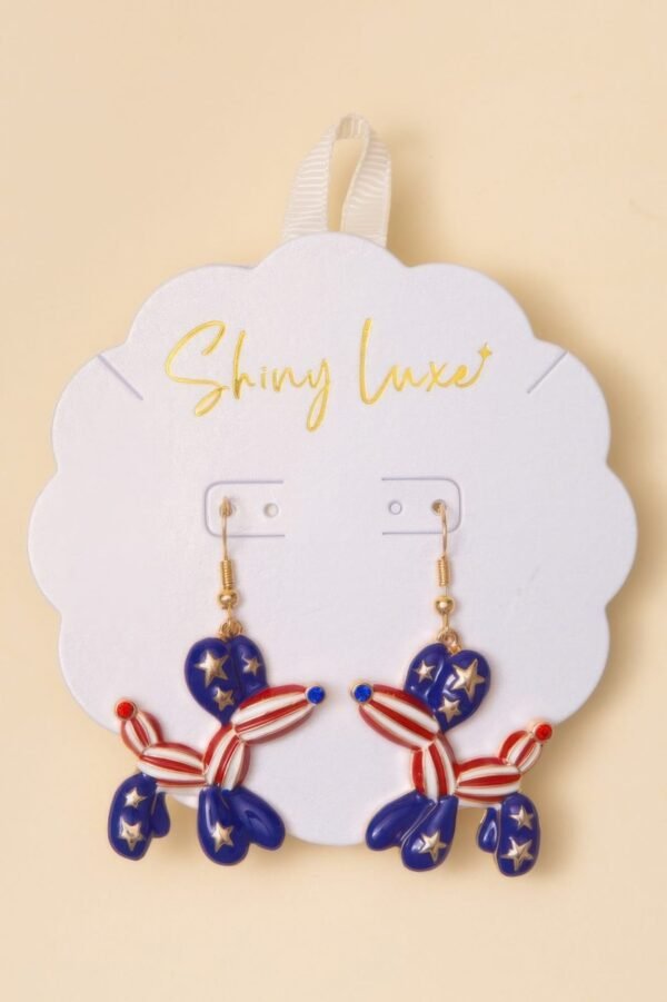 Patriotic Balloon Dog Dangle Earrings